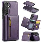 For Samsung Galaxy S24 FE 5G DG.MING M5 Series Zip RFID Multi Card Detachable Leather Phone Case(Purple)