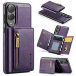 For Samsung Galaxy S25 Edge 5G DG.MING M5 Series Zip RFID Multi Card Detachable Leather Phone Case(Purple)