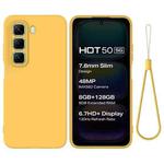 For Infinix Hot 50 5G Solid Color Liquid Silicone Dropproof Full Coverage Phone Case(Yellow)