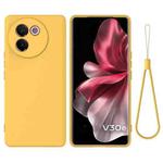 For vivo V30e 5G Solid Color Liquid Silicone Dropproof Full Coverage Phone Case(Yellow)