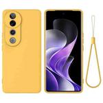 For vivo V40 Pro Solid Color Liquid Silicone Dropproof Full Coverage Phone Case(Yellow)