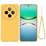 For vivo Y300 Pro Solid Color Liquid Silicone Dropproof Full Coverage Phone Case(Yellow)