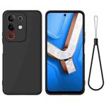 For vivo Y300T / iQOO Z10x Solid Color Liquid Silicone Dropproof Full Coverage Phone Case(Black)