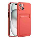 For iPhone 15 Plus Card Slot Design Shockproof TPU Phone Case(Plum Red)