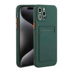 For iPhone 15 Pro Card Slot Design Shockproof TPU Phone Case(Dark Green)