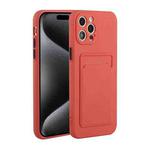 For iPhone 15 Pro Card Slot Design Shockproof TPU Phone Case(Plum Red)