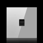 86mm Round LED Tempered Glass Switch Panel, Gray Round Glass, Style:Telephone Socket