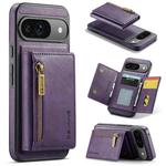 For Google Pixel 9 / 9 Pro DG.MING M5 Series Zip RFID Multi Card Detachable Leather Phone Case(Purple)