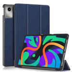 For Lenovo Tab M11/ Xiaoxin Pad 11 2024 Custer Pure Color 3-folding Leather Smart Tablet Case(Dark Blue)