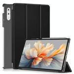 For Lenovo Yoga Tab Plus Custer Pure Color 3-folding Leather Smart Tablet Case(Black)