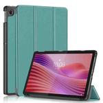 For Lenovo Tab 10.1 2025 Custer Texture 3-Fold Holder Leather Smart Tablet Case(Green)