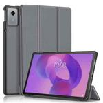 For Lenovo Tab Idea 11 /Xiaoxin Pad 2025 Custer Texture 3-Fold Holder Leather Smart Tablet Case(Grey)