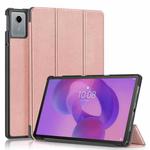 For Lenovo Tab Idea 11 /Xiaoxin Pad 2025 Custer Texture 3-Fold Holder Leather Smart Tablet Case(Rose Gold)