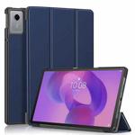 For Lenovo Tab Idea 11 /Xiaoxin Pad 2025 Custer Texture 3-Fold Holder Leather Smart Tablet Case(Dark Blue)