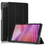 For Lenovo Tab One 8.7 / K9 2025 Custer Texture 3-Fold Holder Leather Smart Tablet Case(Black)