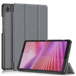 For Lenovo Tab One 8.7 / K9 2025 Custer Texture 3-Fold Holder Leather Smart Tablet Case(Grey)