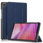 For Lenovo Tab One 8.7 / K9 2025 Custer Texture 3-Fold Holder Leather Smart Tablet Case(Dark Blue)
