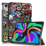 For Lenovo Tab M11/ Xiaoxin Pad 11 2024 Custer Coloured Drawing 3-folding Leather Smart Tablet Case(Graffiti)