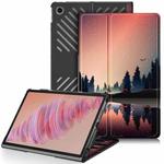 For Lenovo Tab Plus 11.5 TB351FU Custer Coloured Drawing 3-folding Leather Smart Tablet Case(Sunset)