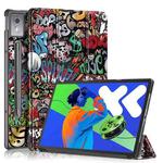 For Lenovo Tab P12 12.7 2025 Custer Coloured Drawing 3-folding Leather Smart Tablet Case(Graffiti)