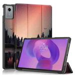 For Lenovo Tab Idea 11 /Xiaoxin Pad 2025 Custer Painted 3-Fold Holder Leather Smart Tablet Case(Sunset)