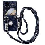 For vivo X Flip Impression Camellia Pattern Protective Phone Case with Long Lanyard(Black)