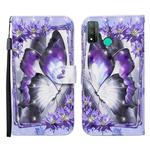 For Huawei P smart 2020 3D Painted Pattern Horizontal Flip Leather Case with Holder & Wallet & Card slot & Lanyard(Purple Butterfly)