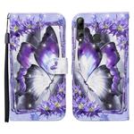 For Huawei P smart 2019 / Honor 10 Lite 3D Painted Pattern Horizontal Flip Leather Case with Holder & Wallet & Card slot & Lanyard(Purple Butterfly)