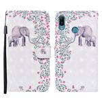 For Huawei Y6 (2019) / Honor 8A 3D Painted Pattern Horizontal Flip Leather Case with Holder & Wallet & Card slot & Lanyard(Flower Elephant)