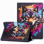 For Lenovo Tab M10 3rd Gen Painted Pattern Stitching Smart Leather Tablet Case(Colorful Wolf)