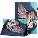 For Lenovo Tab M10 HD 2nd Gen Painted Pattern Stitching Smart Leather Tablet Case(Blue Cat)