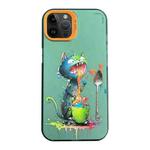 For iPhone 14 Pro Max Cartoon Animal Graffiti PC + TPU Phone Case(Blue Cat)