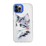 For iPhone 12 Pro Cartoon Animal Graffiti PC + TPU Phone Case(White Face Cat)