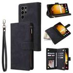 For Samsung Galaxy S24 Ultra 5G Multifunctional Frosted Zipper Wallet Leather Phone Case(Black)