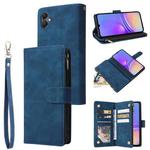 For Samsung Galaxy A05 Multifunctional Frosted Zipper Wallet Leather Phone Case(Blue)