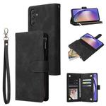 For Samsung Galaxy A55 5G Multifunctional Frosted Zipper Wallet Leather Phone Case(Black)