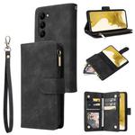 For Samsung Galaxy S23+ 5G Multifunctional Frosted Zipper Wallet Leather Phone Case(Black)