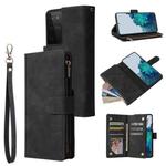 For Samsung Galaxy S21 Ultra 5G Multifunctional Frosted Zipper Wallet Leather Phone Case(Black)