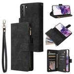 For Samsung Galaxy S21+ 5G Multifunctional Frosted Zipper Wallet Leather Phone Case(Black)