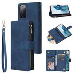 For Samsung Galaxy S20 FE 5G Multifunctional Frosted Zipper Wallet Leather Phone Case(Blue)