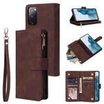 For Samsung Galaxy S20 FE 5G Multifunctional Frosted Zipper Wallet Leather Phone Case(Coffee)