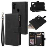 For Samsung Galaxy A11 EU Multifunctional Frosted Zipper Wallet Leather Phone Case(Black)