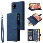 For Samsung Galaxy A42 5G Multifunctional Frosted Zipper Wallet Leather Phone Case(Blue)