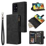 For Samsung Galaxy A52 5G Multifunctional Frosted Zipper Wallet Leather Phone Case(Black)