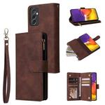 For Samsung Galaxy A82 5G Multifunctional Frosted Zipper Wallet Leather Phone Case(Coffee)