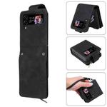 For Samsung Galaxy Z Flip4 Multifunctional Frosted Zipper Wallet Leather Phone Case(Black)