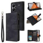 For Xiaomi Redmi Note 13 Pro+ Multifunctional Frosted Zipper Wallet Leather Phone Case(Black)