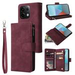 For Xiaomi Redmi Note 13 Pro 5G Multifunctional Frosted Zipper Wallet Leather Phone Case(Wine Red)