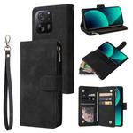 For Xiaomi 13T / 13T Pro Multifunctional Frosted Zipper Wallet Leather Phone Case(Black)