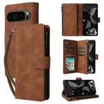 For Google Pixel 9 Pro Multifunctional Multi-Card Wallet Phone Leather Case(Brown)